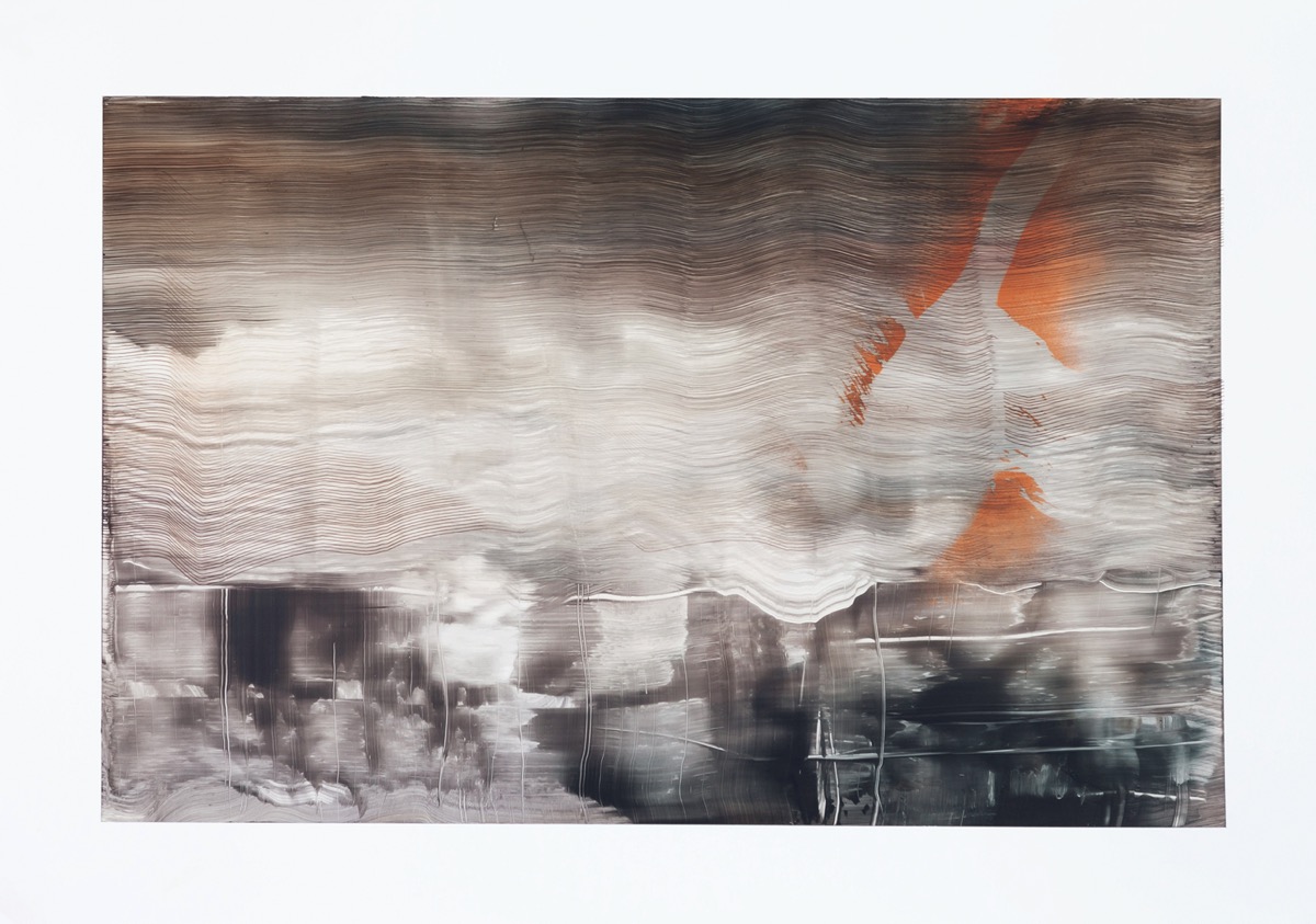 Telegraph, 2017, 45 x 64 cm, Öl auf Yupo Papier
