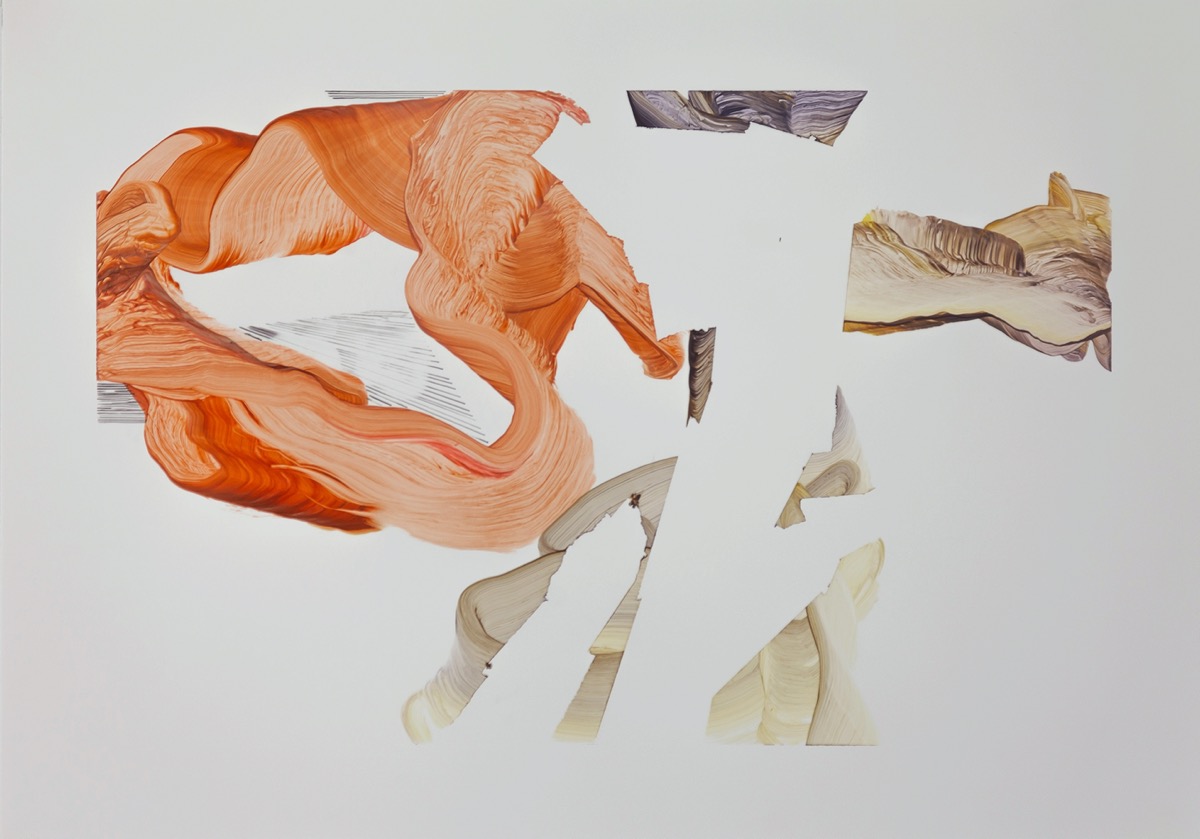 Gelandet, 2018, 45 x 64 cm, Öl auf Papier