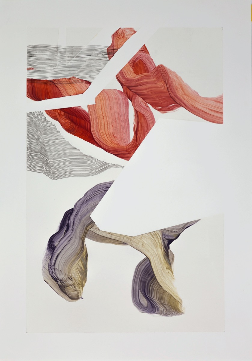 Weißraum, 2018, 45 x 64 cm, Tusche, Öl auf Papier