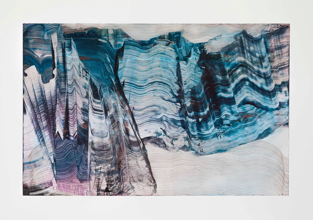 Wave, 2018, 45 x 64 cm, Tusche, &Ouml;l auf Papier